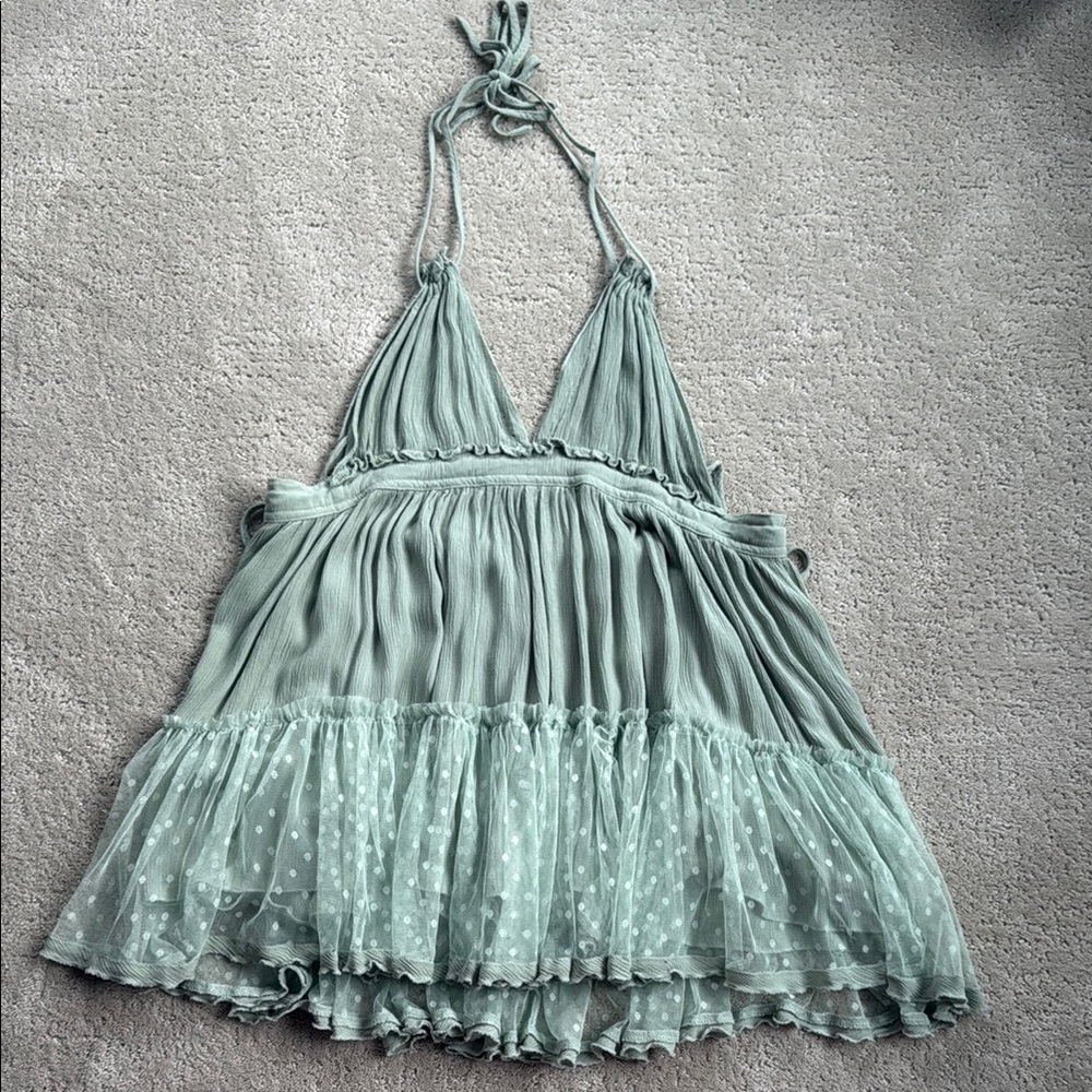 Green halter flowy dress
